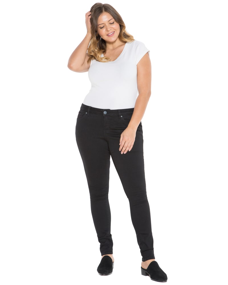 Front of a model wearing a size 10 Melissa Skinny Jean in BLACK by Slink Jeans. | dia_product_style_image_id:310860